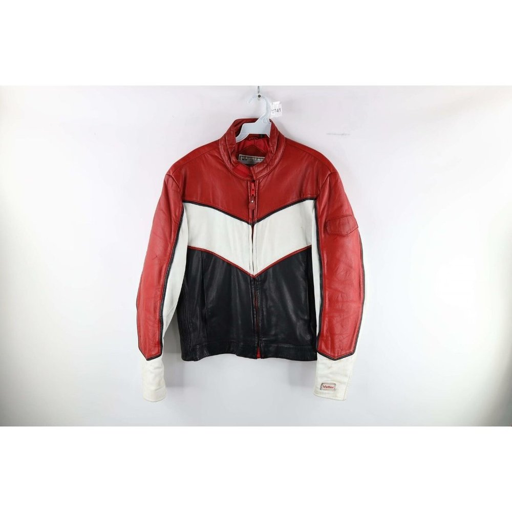 Vtg 80s Vetter Windjammer Womens 42 Distressed Leather Riding Motorcycle Jacket